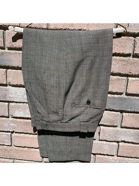 GIORGIO SAINT ANGELO vintage menswear plaid linen pleated high waist trousers